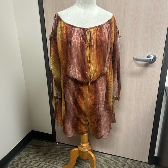 Ashley Stewart Brown and Gold Jumpsuit - Picture 1 of 6